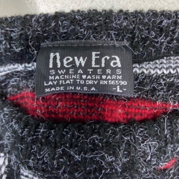 Vintage New Era Large Red & Gray Checkered Crewneck Dad/Grandpa Sweater - Picture 9 of 10